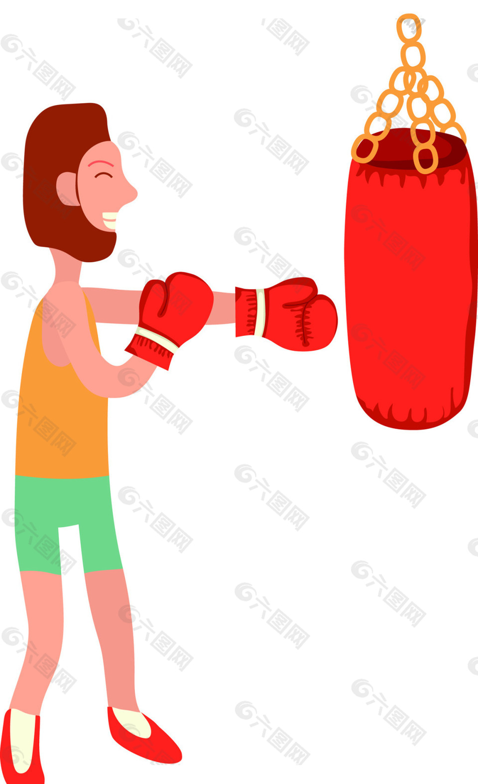 拳击健身房运动卡通人物矢量素材