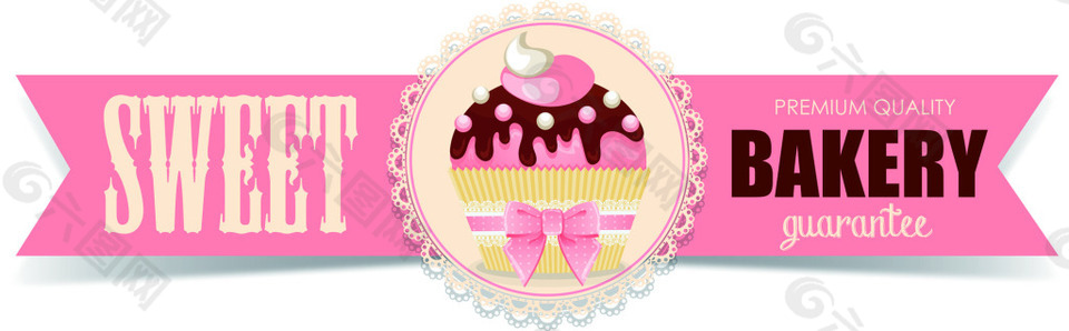 卡通蛋糕店铺矢量横幅素材