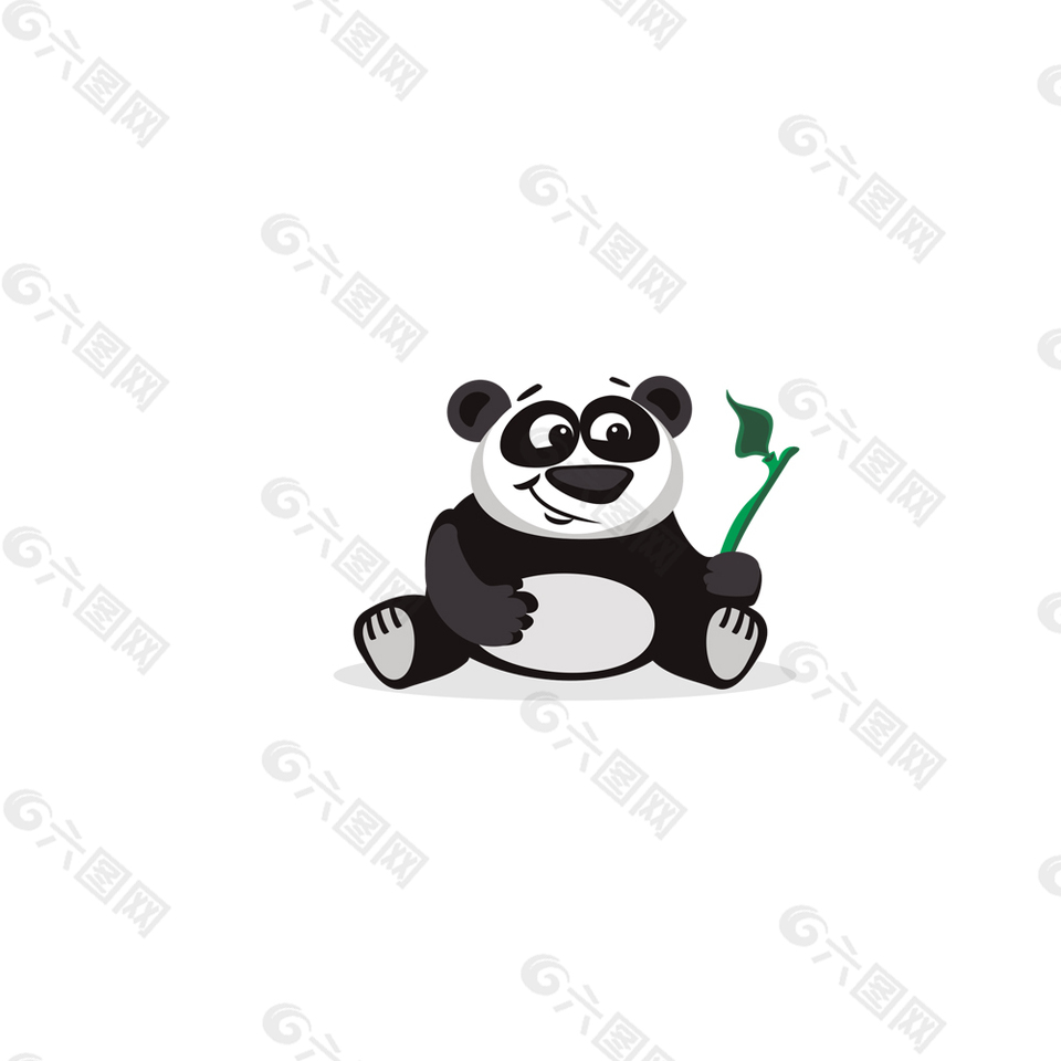 卡通熊猫竹叶