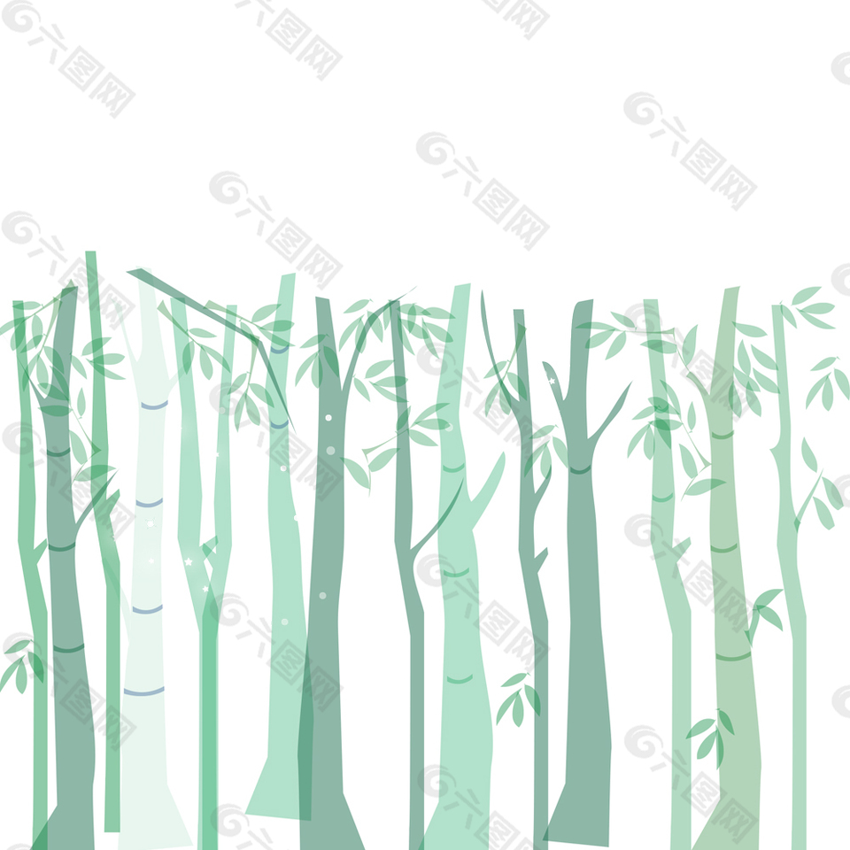 卡通绿色竹子竹林
