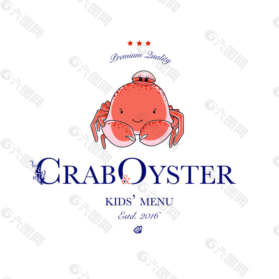 螃蟹卡通线条矢量航海帆船海边图标矢量