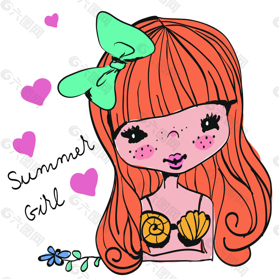 可爱帅气卡通插画矢量女孩素材