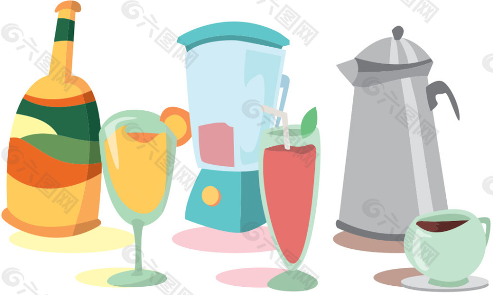 手绘矢量饮料果汁素材