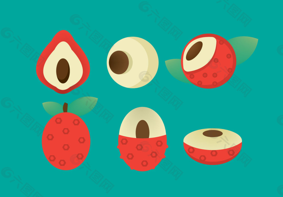 手绘扁平荔枝图标