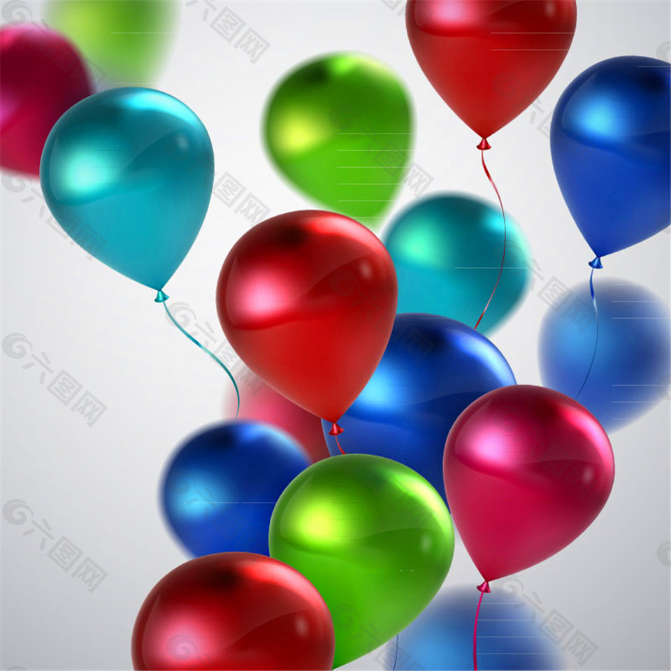彩色缤纷逼真光泽气球矢量素材