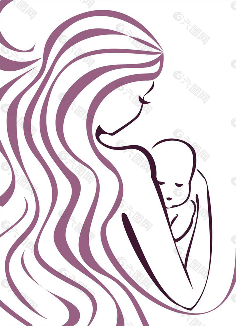 长发曲线母婴标志图片