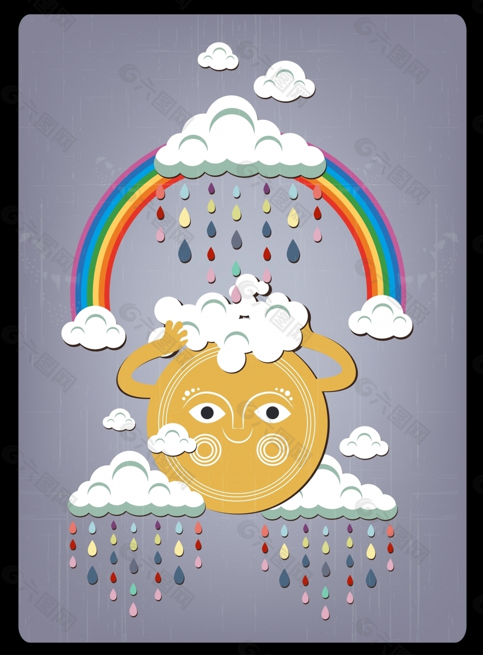 时尚创意彩虹太阳插画