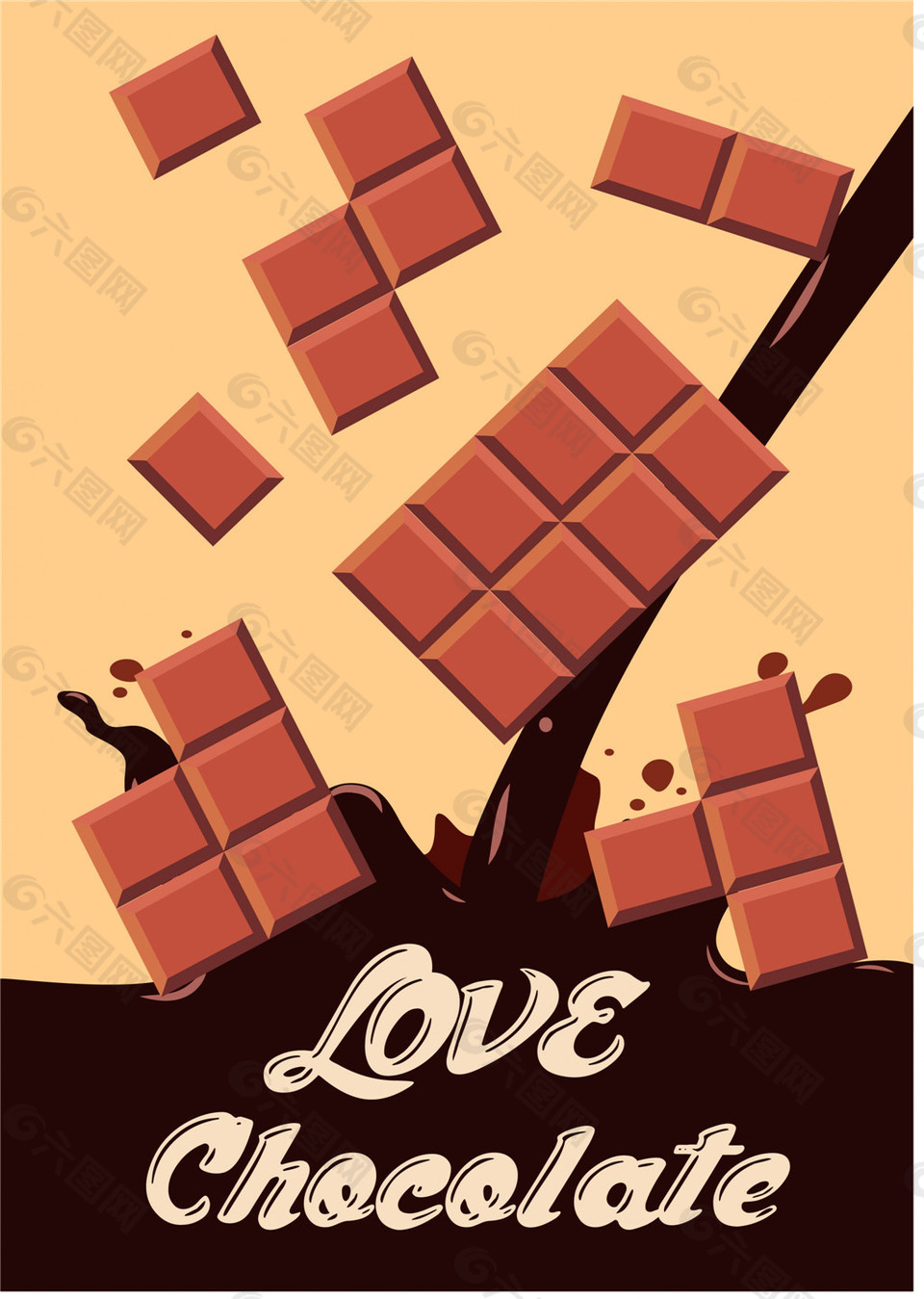 手绘矢量巧克力插画海报