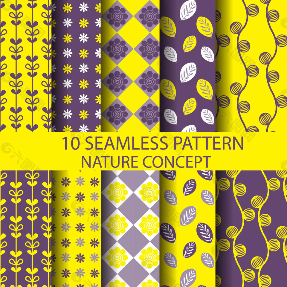 黄紫色叶子背景