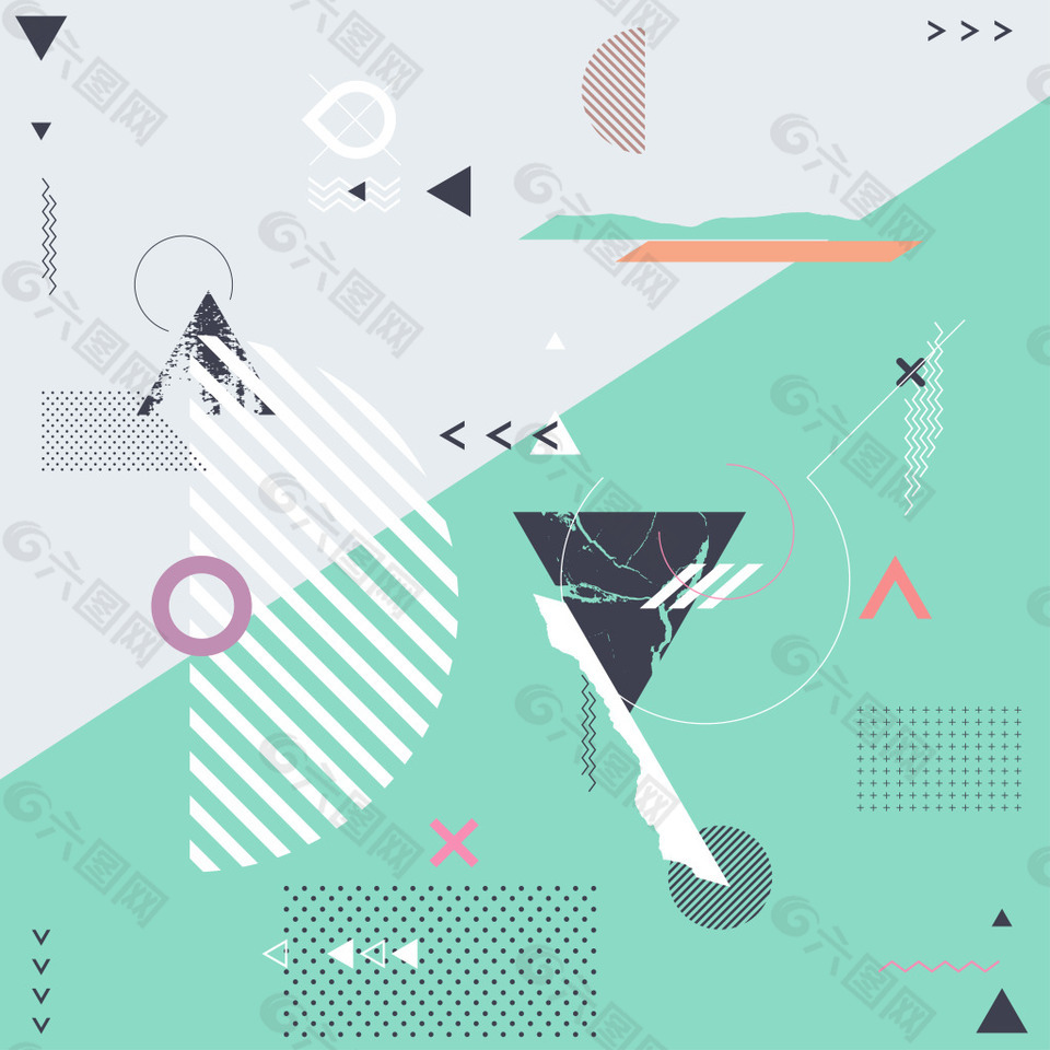 卡通拼色海报模板