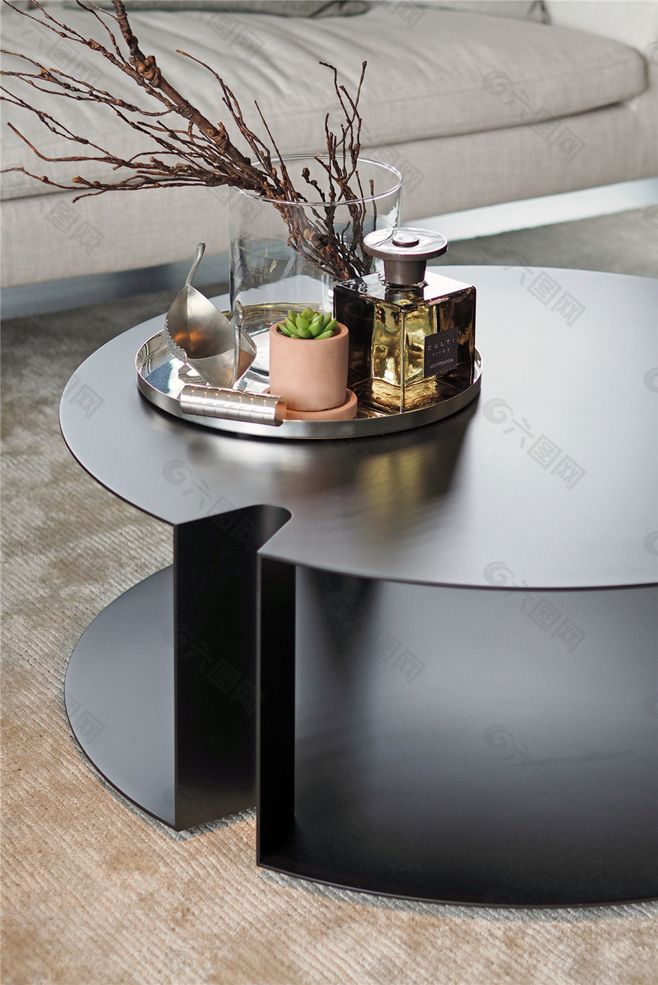 现代简约客厅茶几盆景设计图