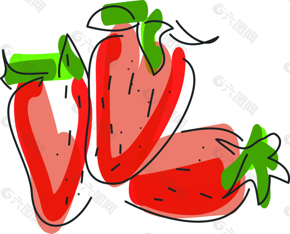 草莓卡通水果水彩手绘风格矢量素材