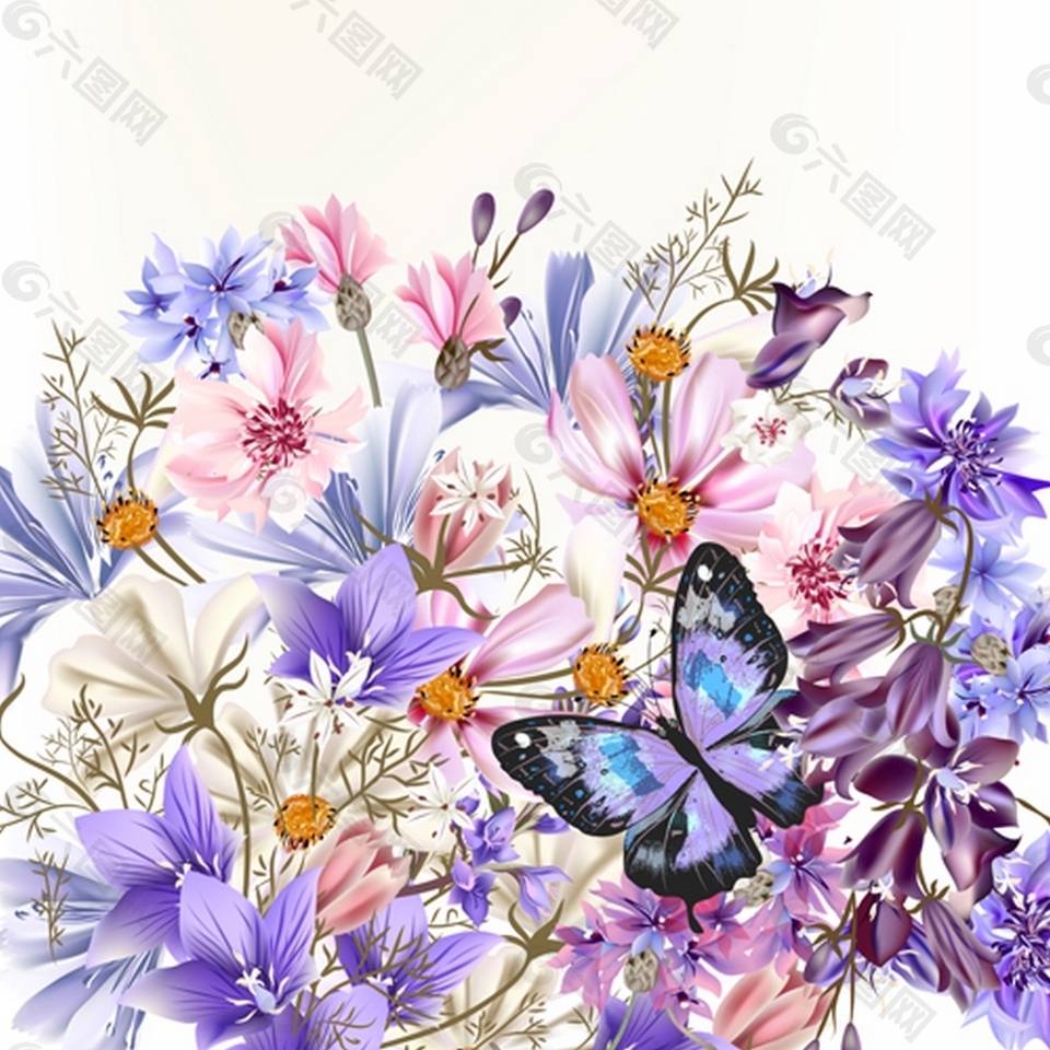 花与蝴蝶背景素材背景素材免费下载(图片编号:8666307)