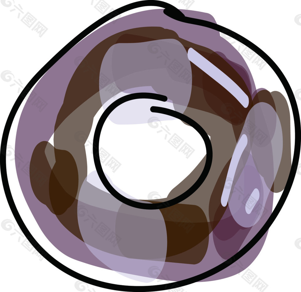 紫色矢量卡通手绘甜甜圈素材
