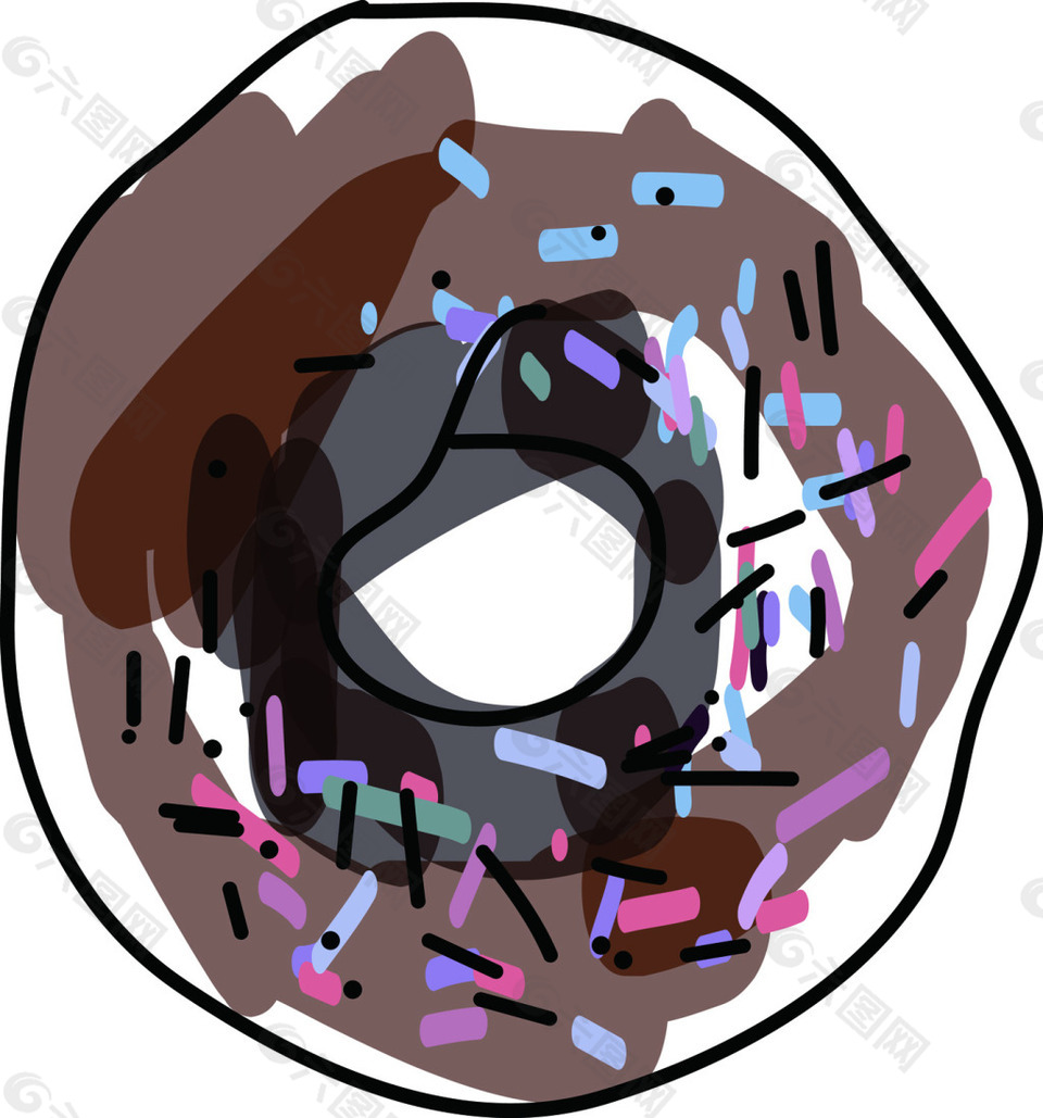 糖果量卡通手绘甜甜圈素材