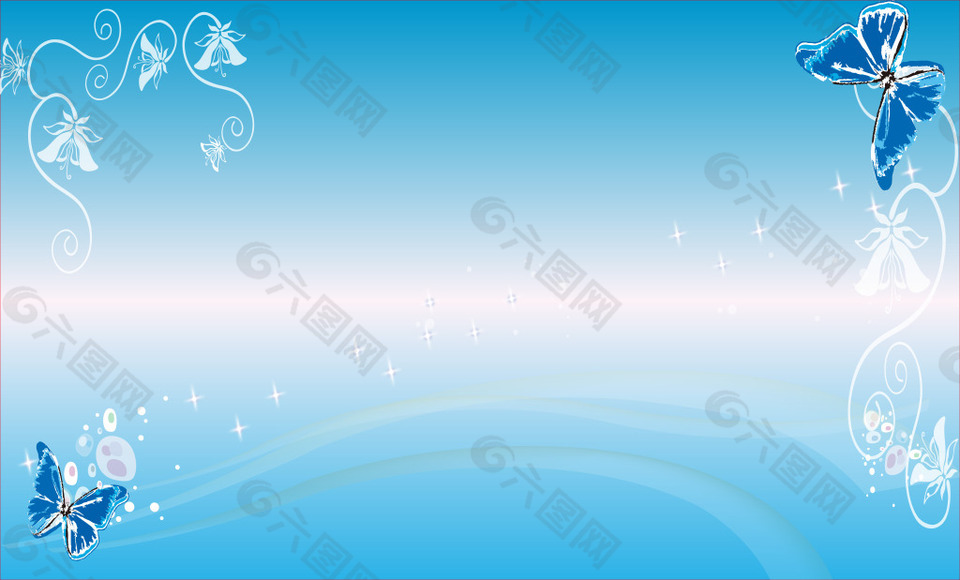 蓝色渐变蝴蝶背景