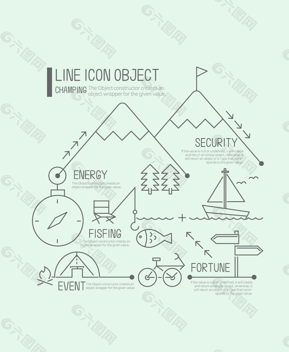 卡通线稿山庄素材