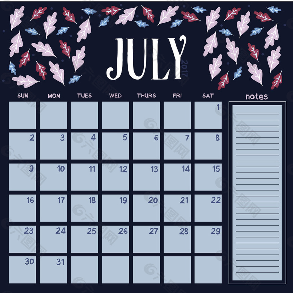 花卉装饰图案日历设计
