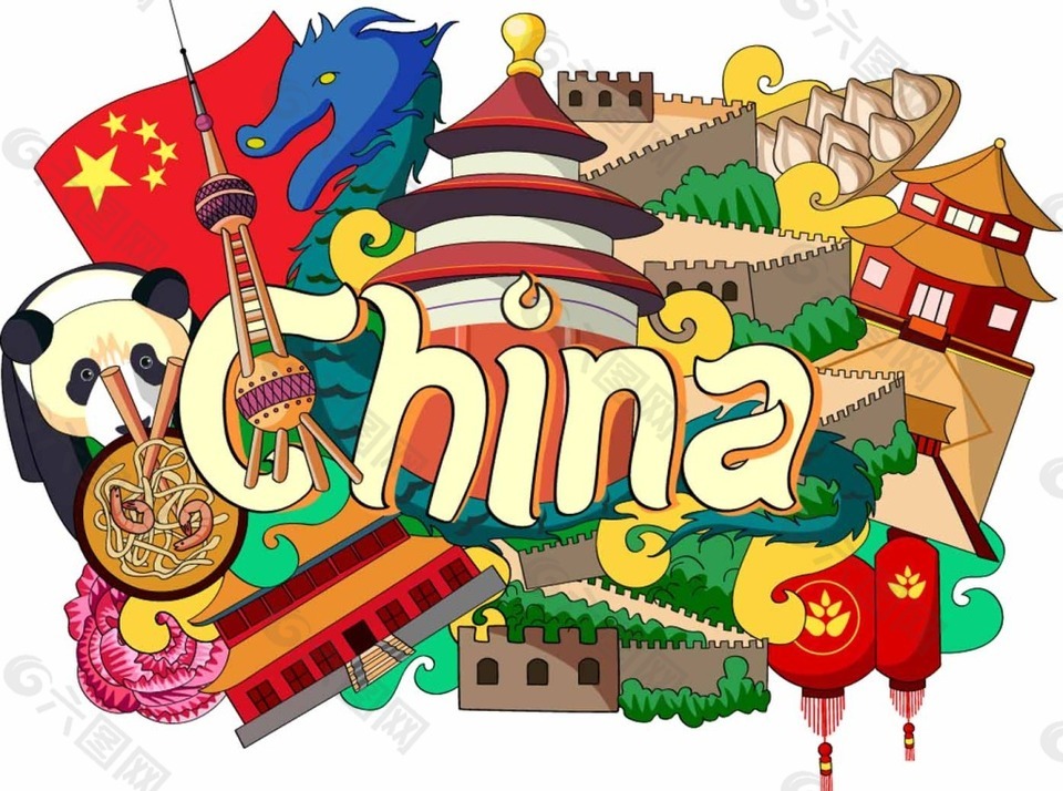 中国旅行插画