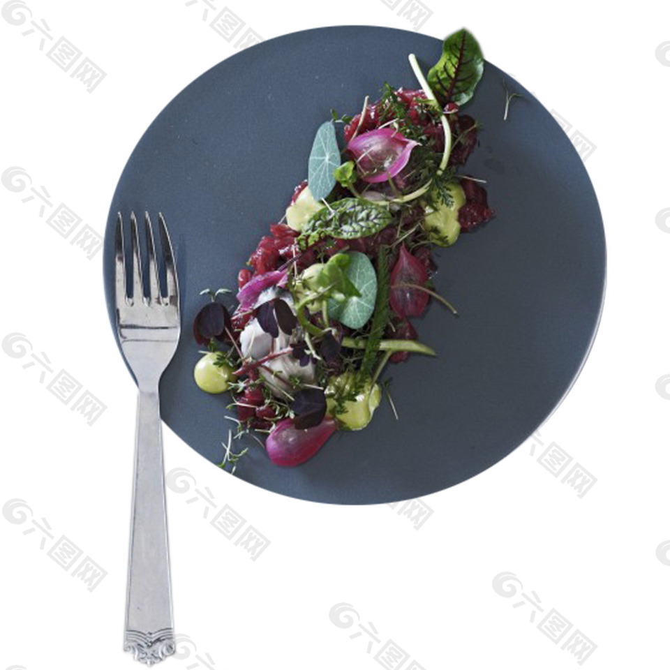 西式美食蔬菜沙拉配叉子