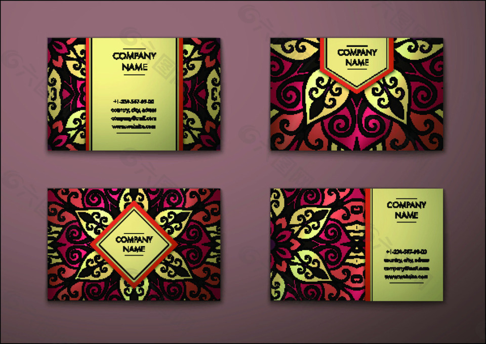 复古高端花纹卡片矢量素材