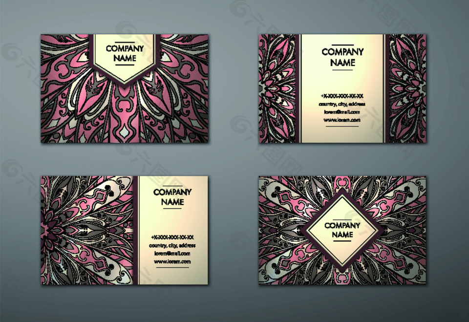 花朵花纹矢量精致卡片设计素材