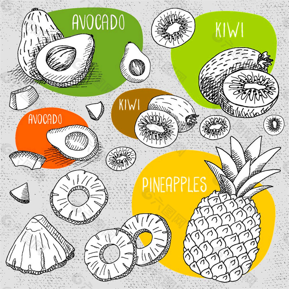 卡通菠萝猕猴桃图片