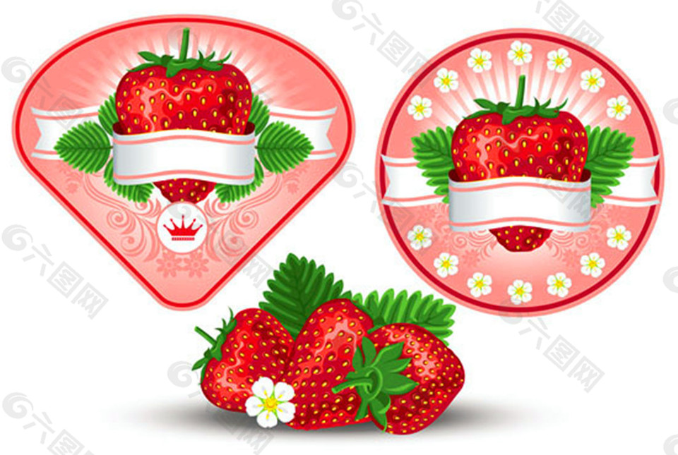 卡通草莓丝带标签图片