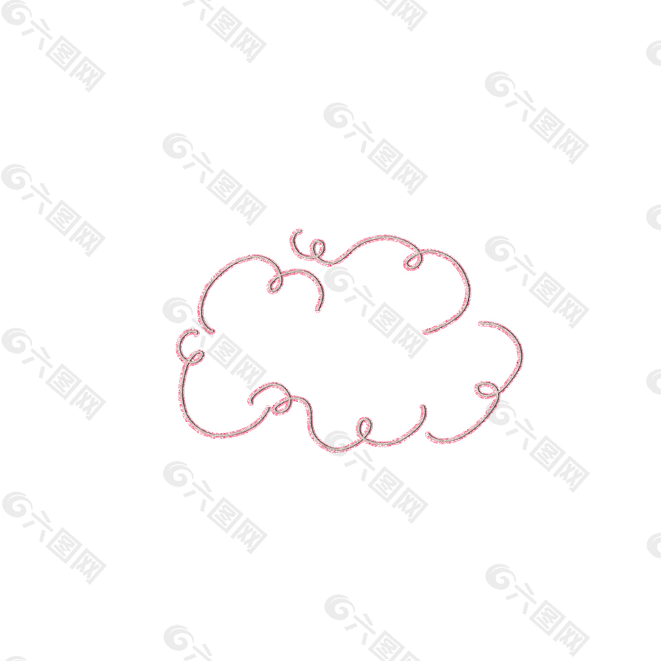 文艺小清新卡通手绘粉色线条云朵边