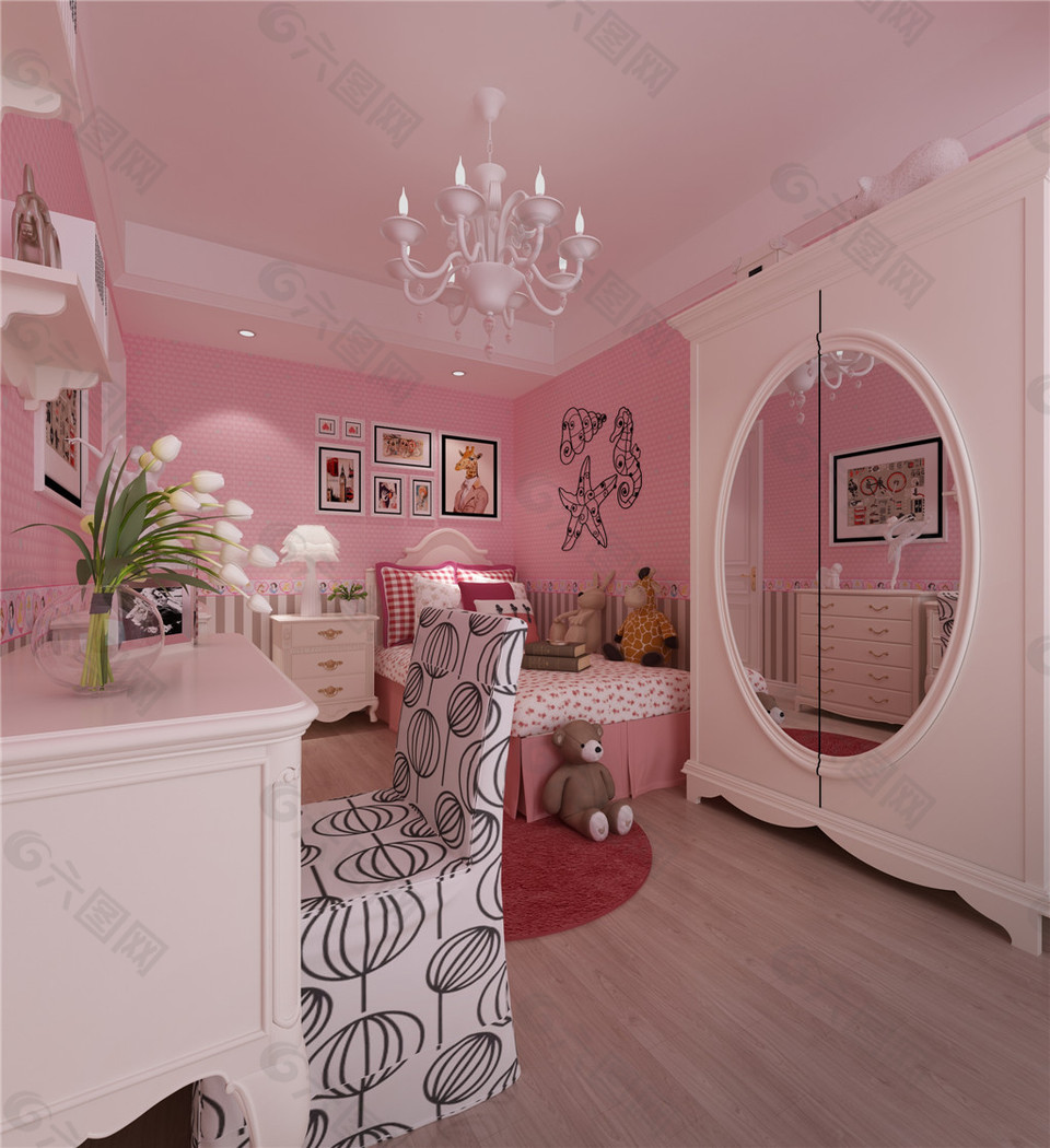 欧式粉色卧室背景墙设计图