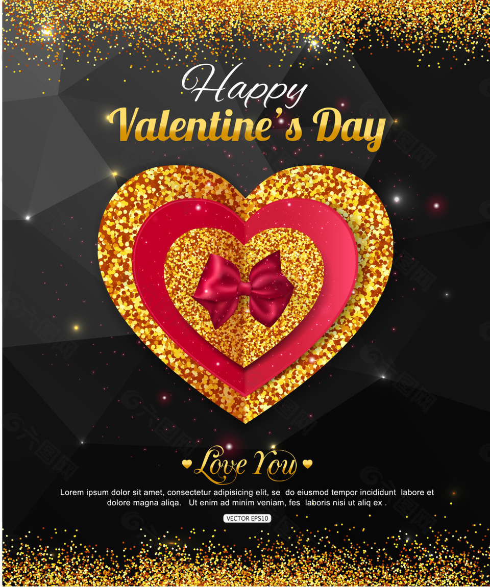 金色心形蝴蝶结背景