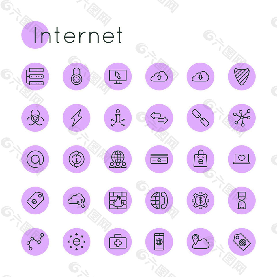 紫色网络按钮图标图片
