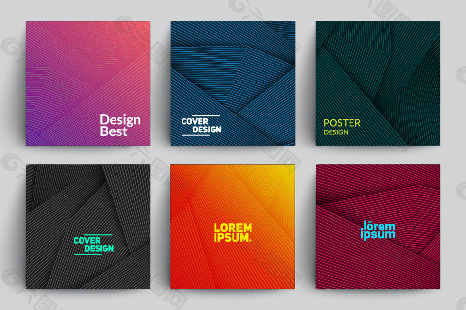 时尚个性炫彩几何平面线条矢量背景