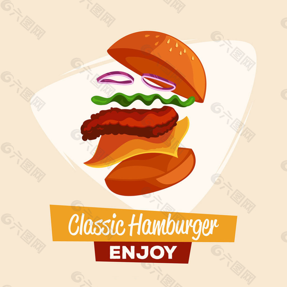 扁平风格汉堡插图背景