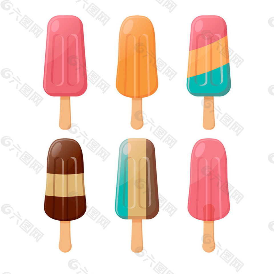各种口味冰淇淋平面设计图标