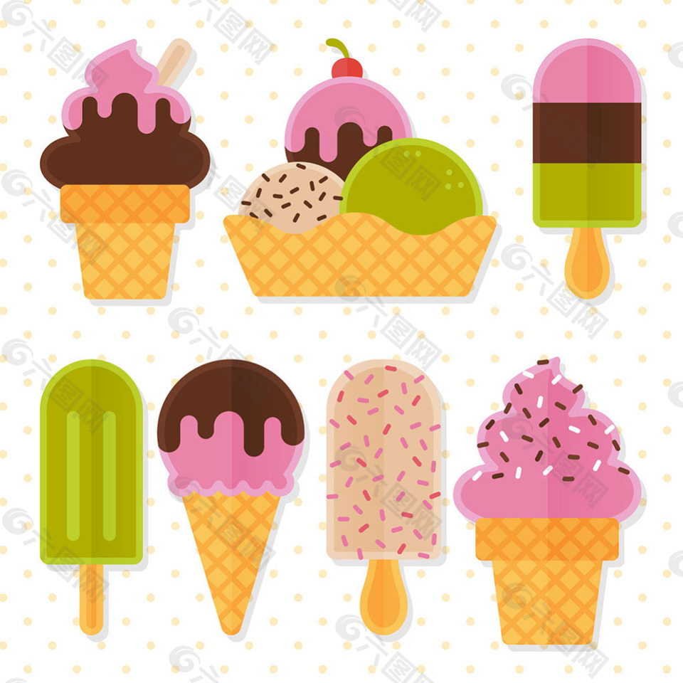 彩色冰淇淋甜点图标