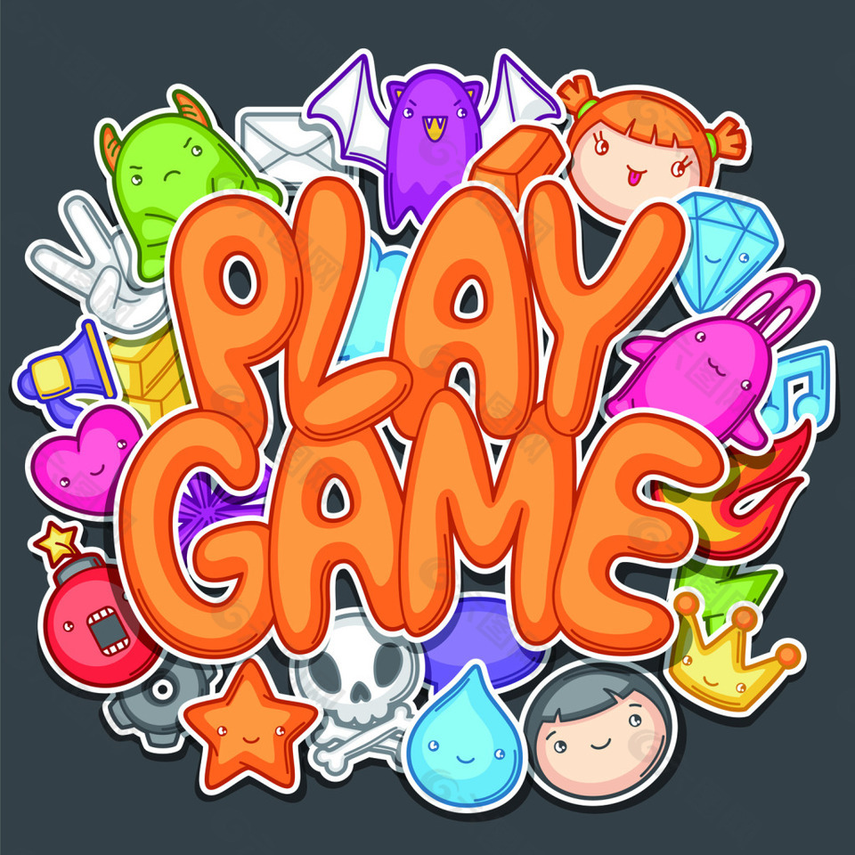 可爱卡通游戏元素设计矢量素材