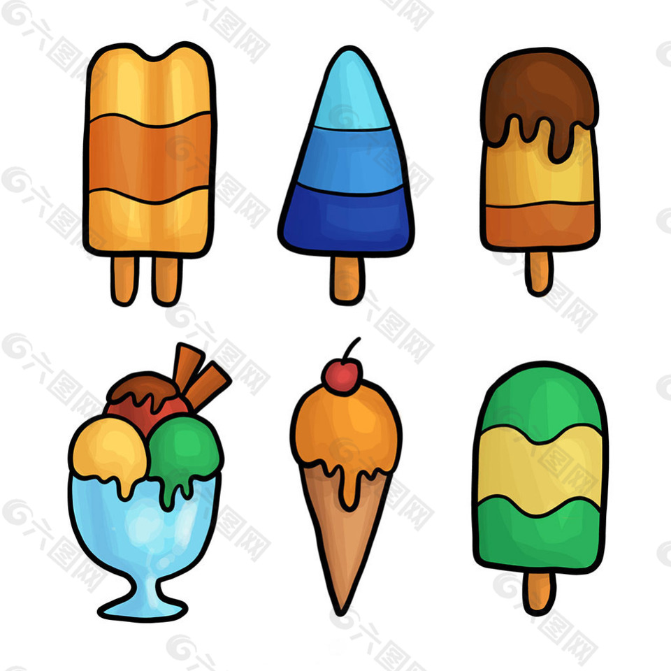 各种手绘冰淇淋图标