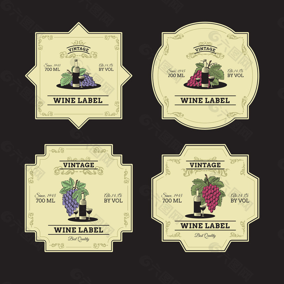葡萄酒装饰标签图标