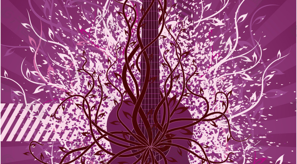 梦幻紫色花纹吉他背景