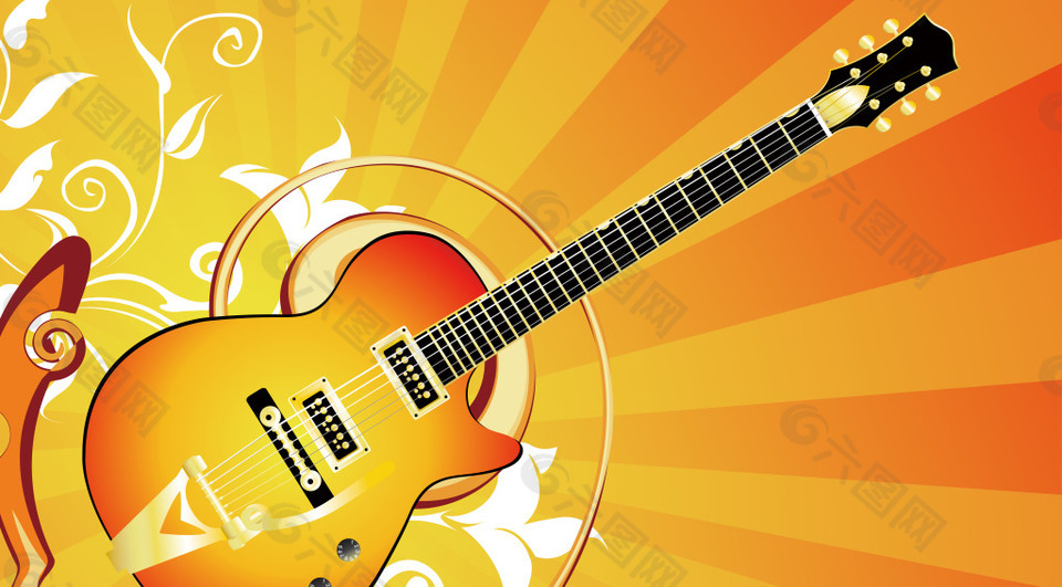 白色花纹吉他背景