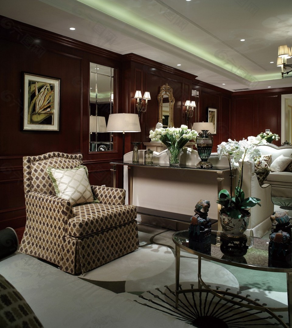 港式别墅主卧书房装修效果图