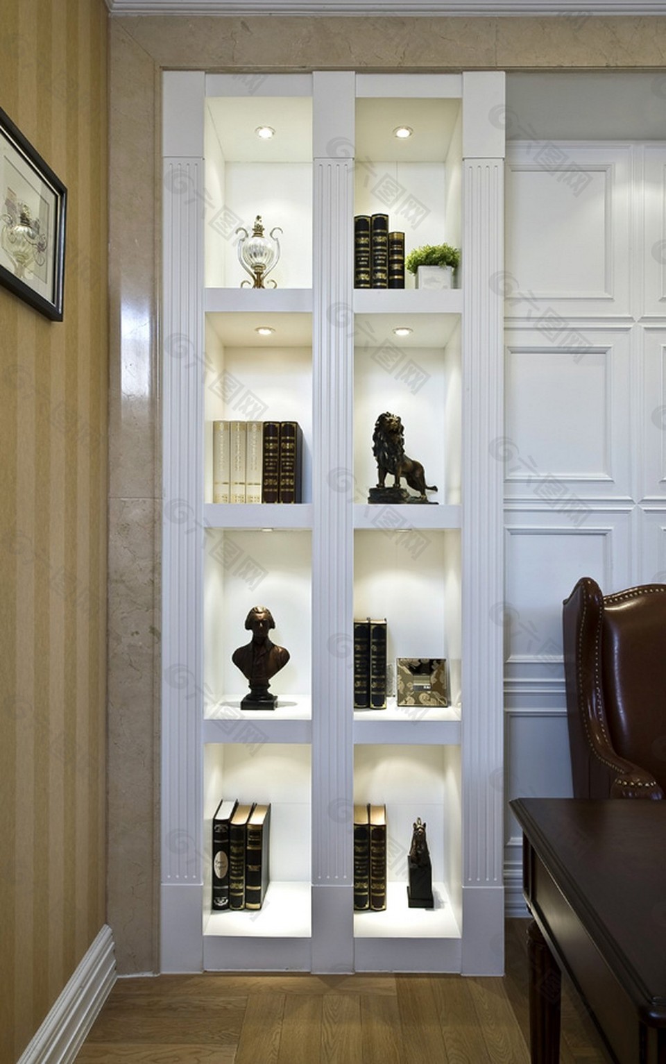 豪华别墅客厅展示柜效果图