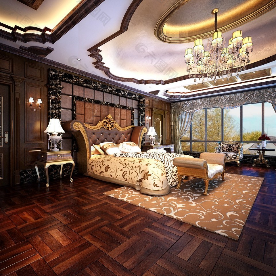 现代奢华别墅卧室装修效果图