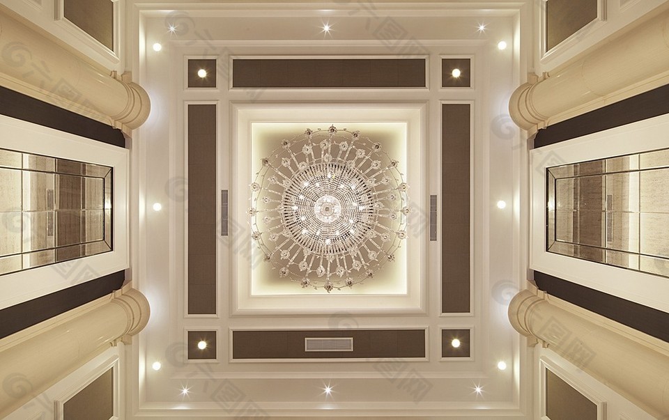 豪华别墅大厅天花效果图