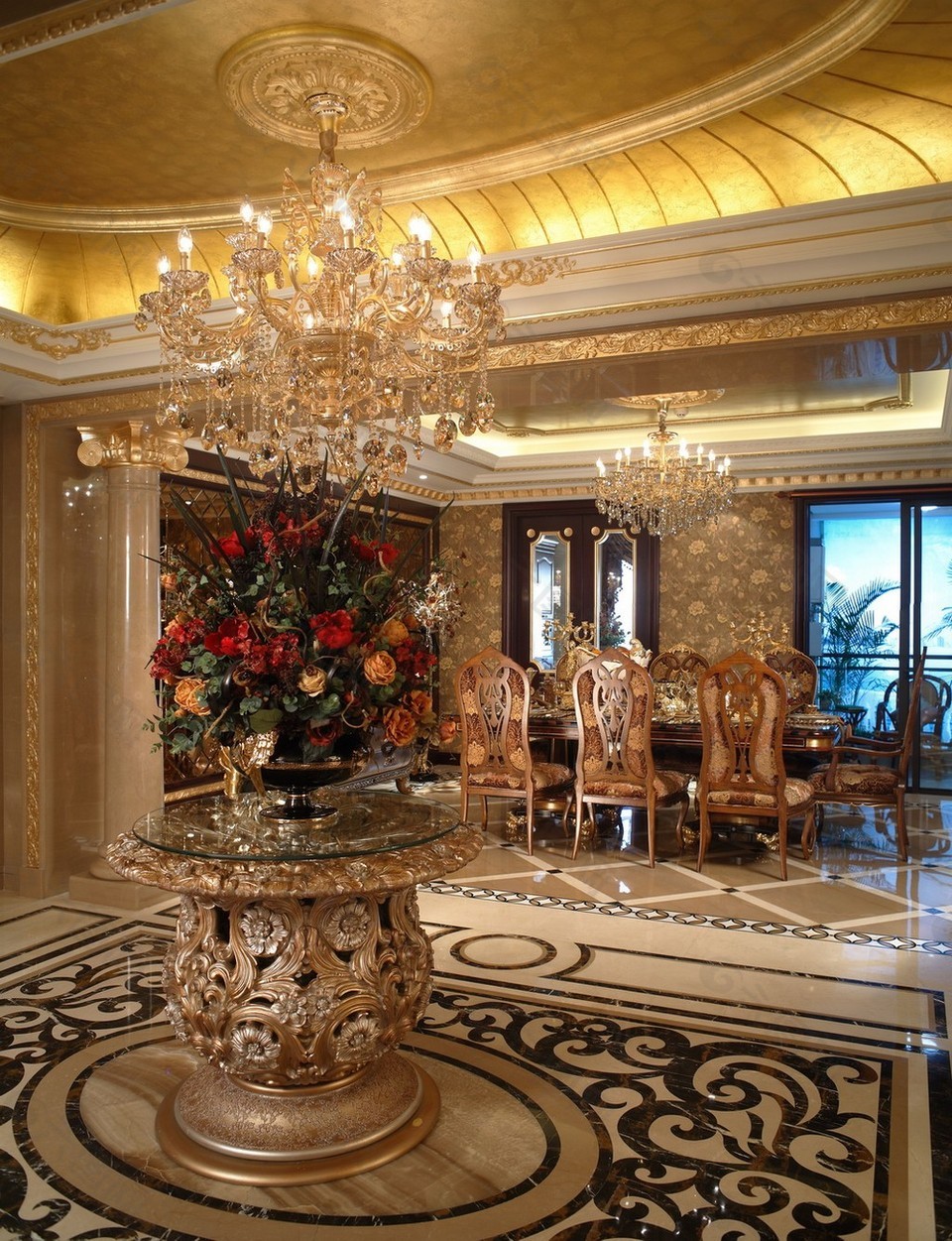 豪华大厅吊顶盆景设计图