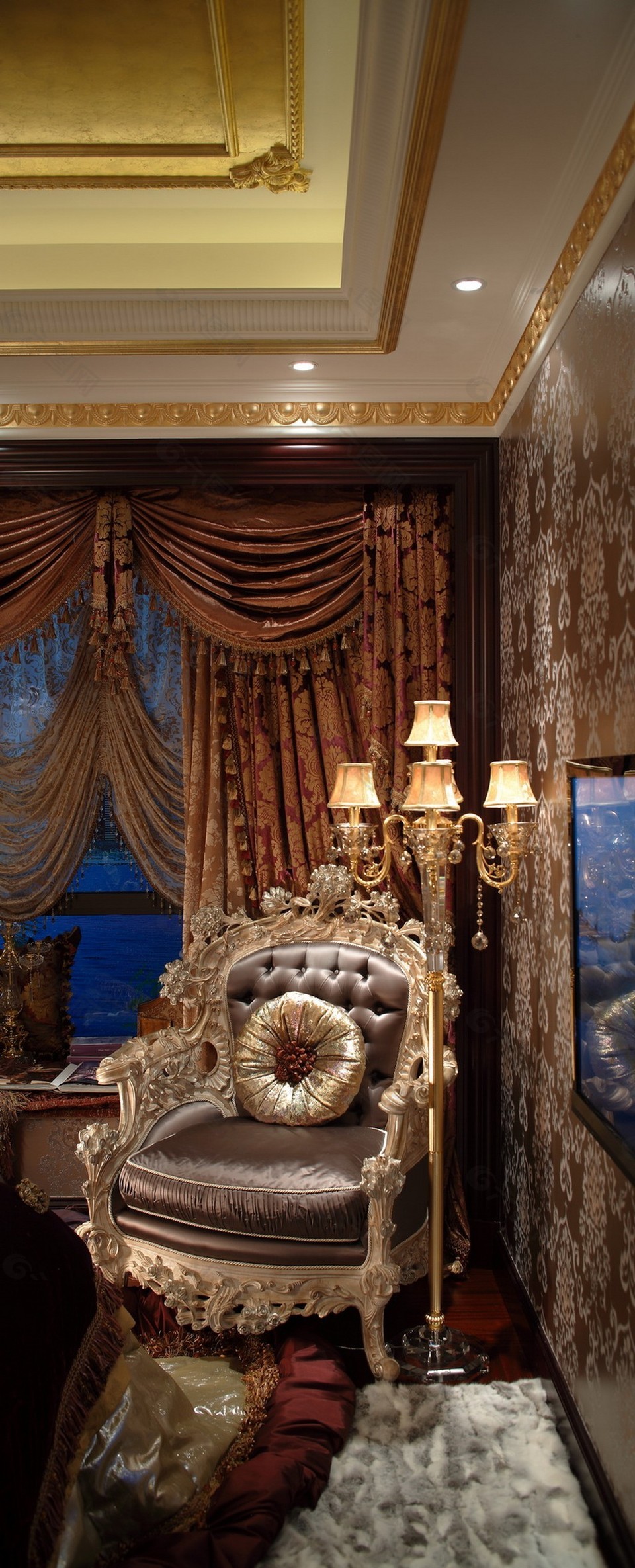 豪华卧室沙发落地灯设计图