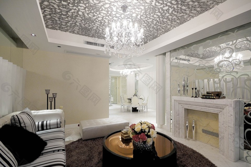 时尚客厅吊顶吊灯设计图