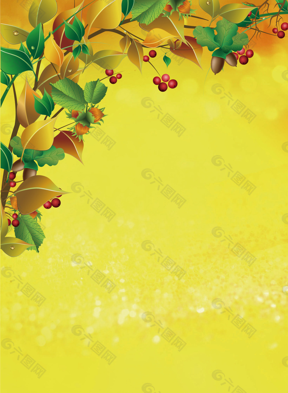 黄叶红果海报背景