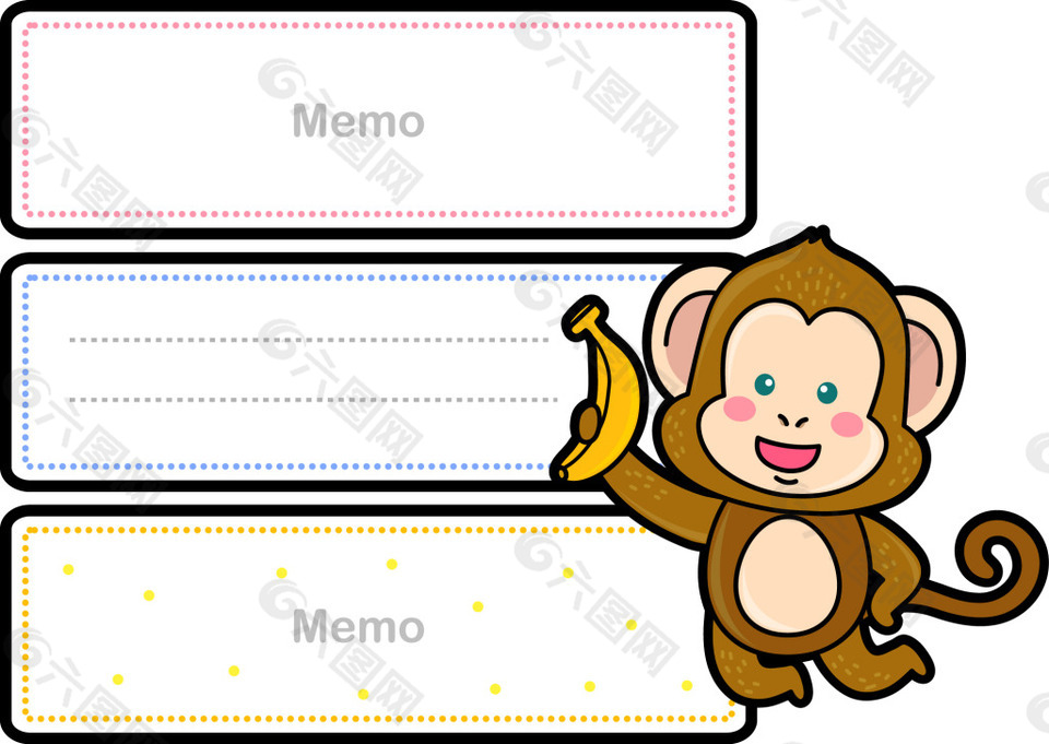卡通猴子卡片素材设计
